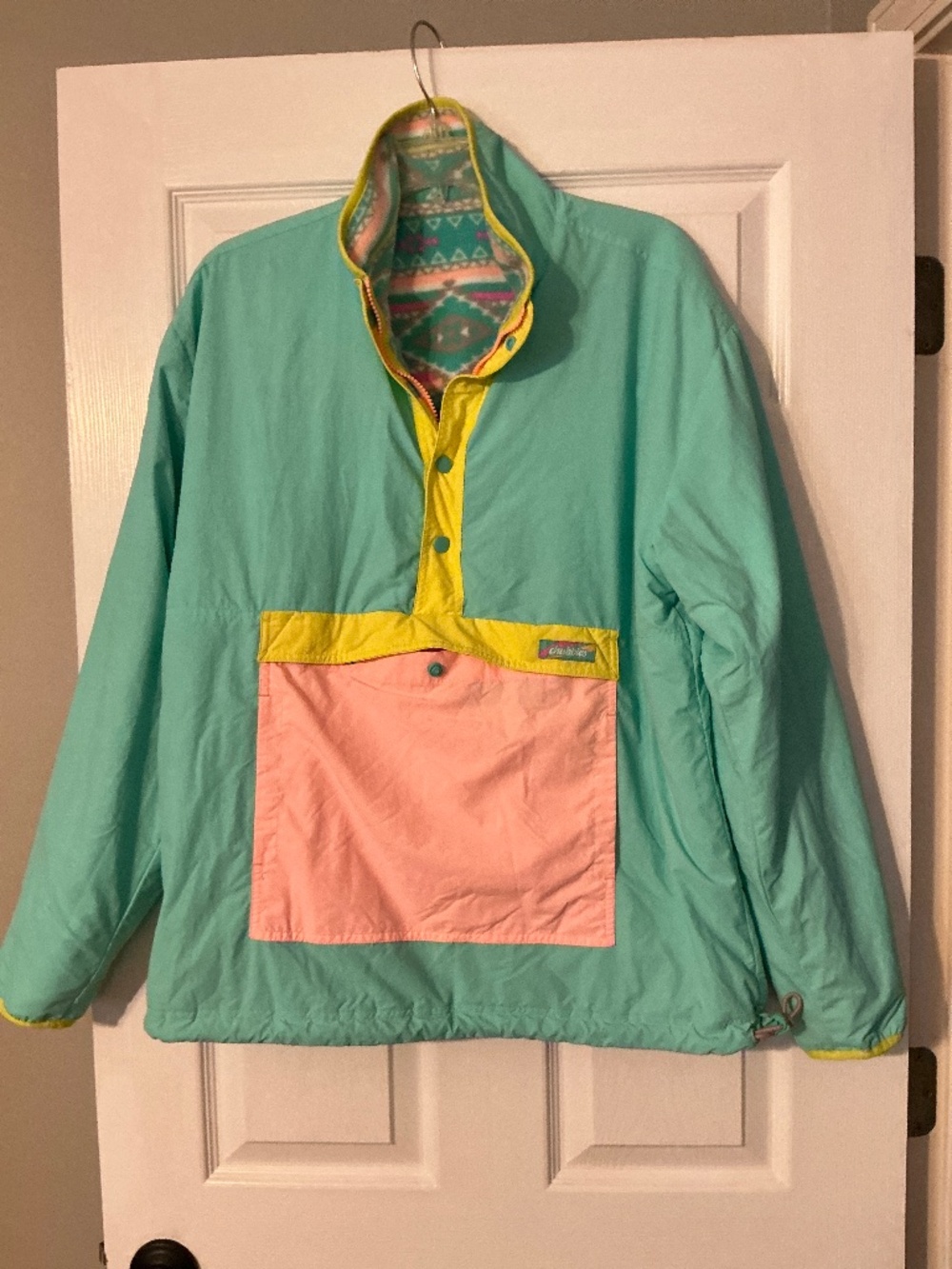Chubbies, Size L, multi color, yellow, mint, orange reversible fleece jacket